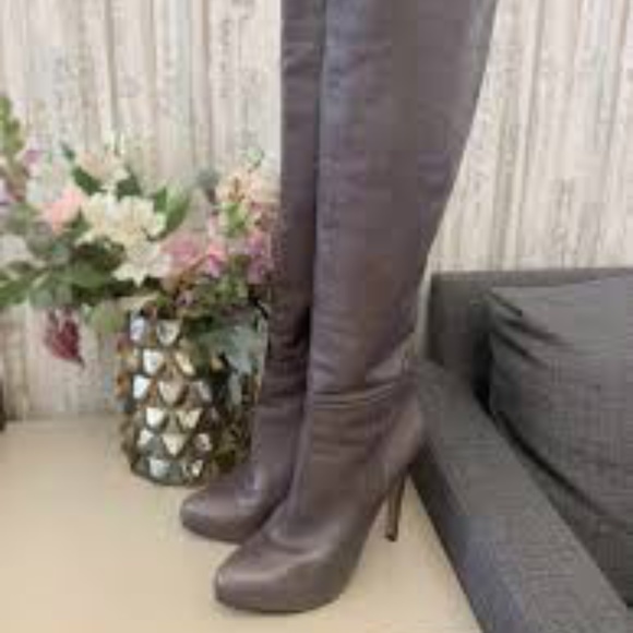 Prada Grey Leather Platform Boots - Picture 1 of 3
